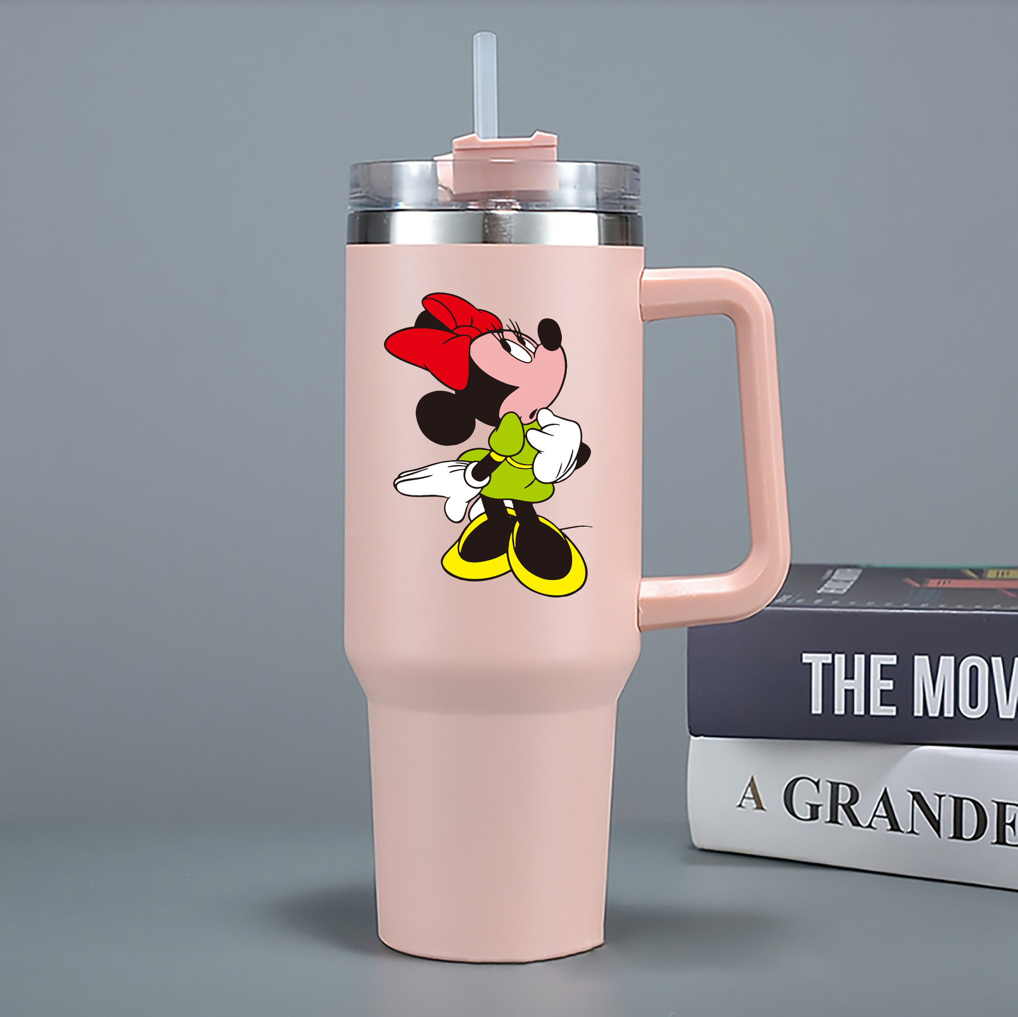 （画像用） ミッキーマウス Mickey Mouse 1200mL車用タンブラー - クリスタルステッカー（プラスチックストロー付き）